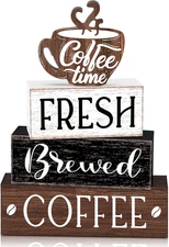Farmhouse Coffee Bar Accessories Decorations Rustic Coffee Wood Sign Cafe Table 