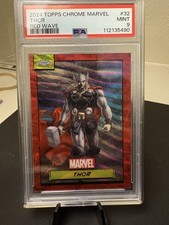 2024 Topps Chrome Marvel Thor Red Wave /5! PSA 9