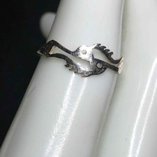 6291 Sterling silver 925 two fish band ring sz 6 1.1 grams 