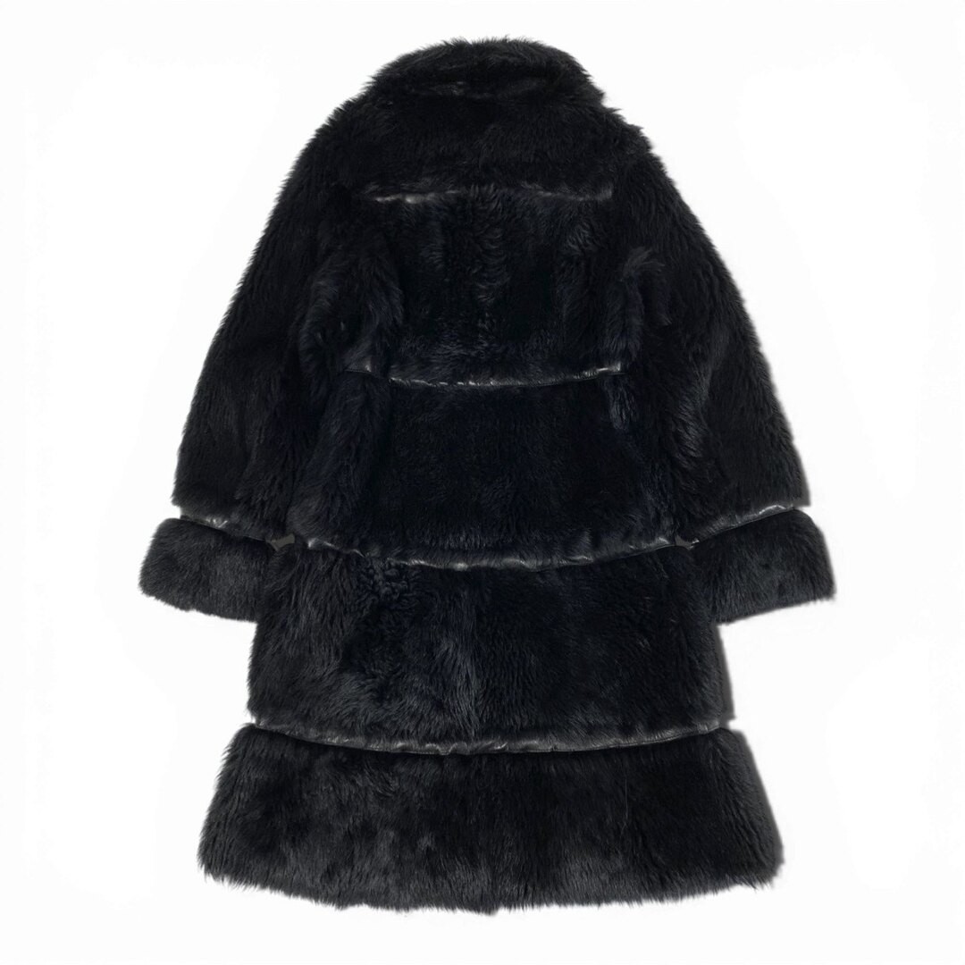 38b9 Vintage PRADA Real Fur Coat Mouton Leather Long Black Sheep Used AYAN-0 thumbnail 3