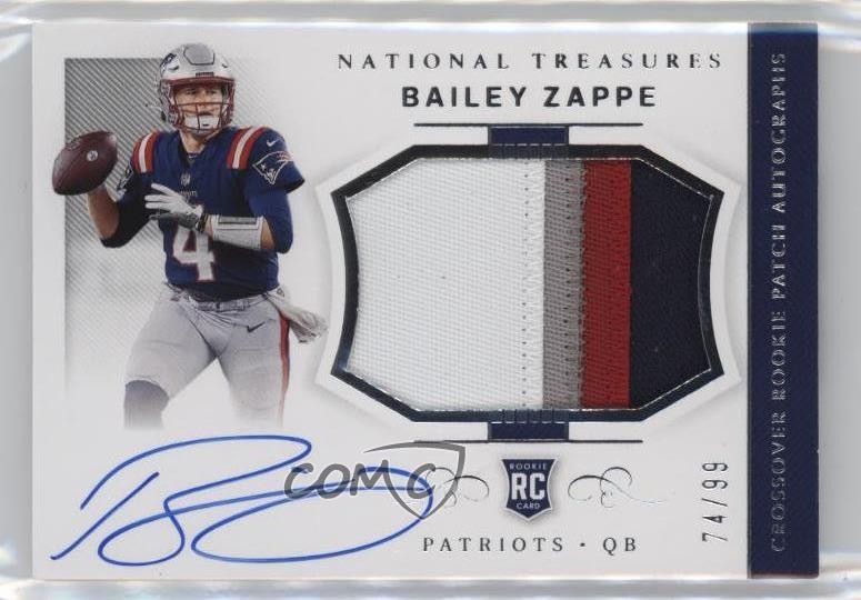 2022 National Treasures Crossover Rookie /99 Bailey Zappe RPA Patch Auto RC