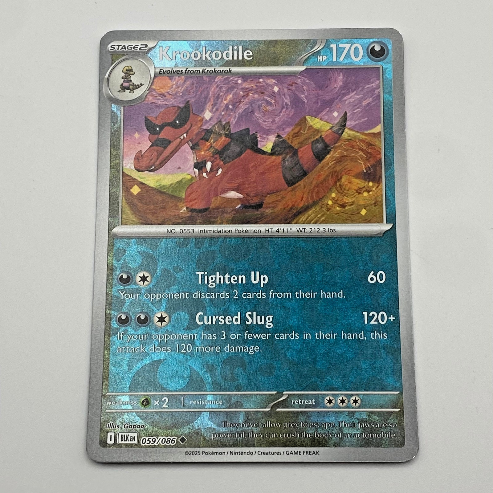 Krookodile Pokemon Scarlet Violet Black Bolt Reverse Holo 059/086