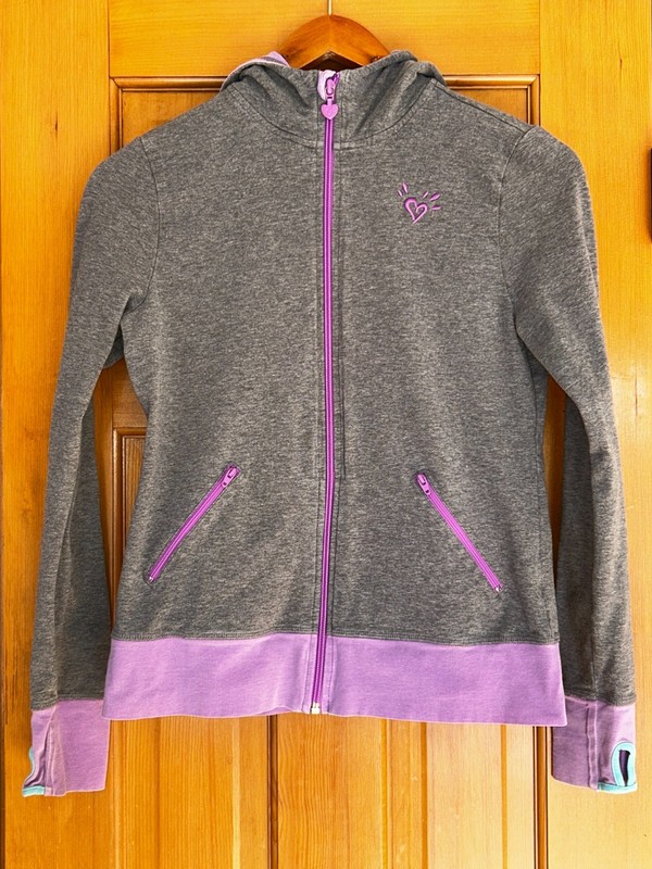 Girls' Size 14 Justice Gray and Purple Full-Zip Hoodie