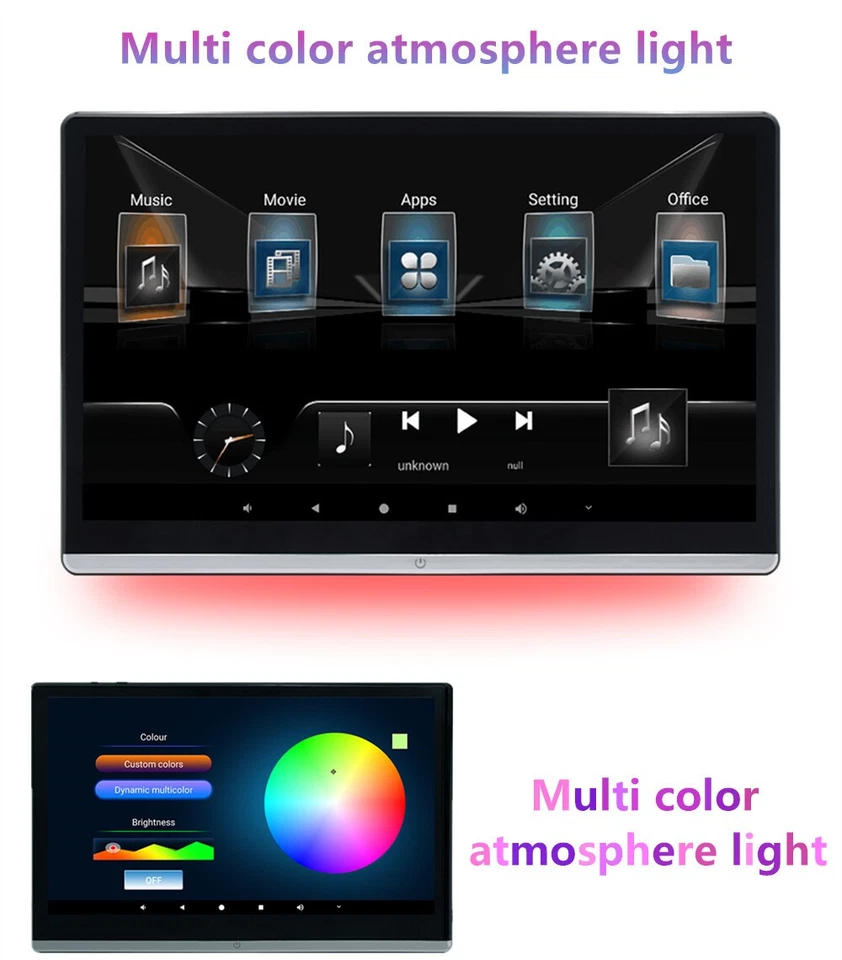 14'' Auto Hintere Kopfstütze TV Monitor 2G+32GB WIFI Bluetooth Drehbar - Bild 3 von 4