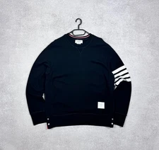 Men`s THOM BROWNE Black Cotton 4 Stripe Sweatshirt Size 3 / L