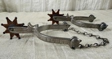 Vintage 1950s Child Cowboy Spurs Aluminum Copper Alloy Rowels Heel Chain