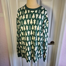 Hanna Andersson Holiday Trees Long John Pajama Top Men's Size XL green Organic