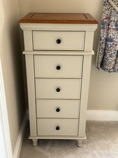 Oak Furniture Land Tall Boy Chest of Drawers Solid Wood Cream Off White Colour
