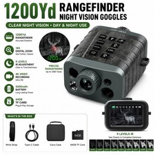 Rangefinder Night Vision Goggles, 18X Zoom Hunting Binoculars 4K Video 5000mAH