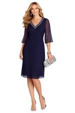 Mia Moda chiffon tunic dress night-blue size 46 0114684936