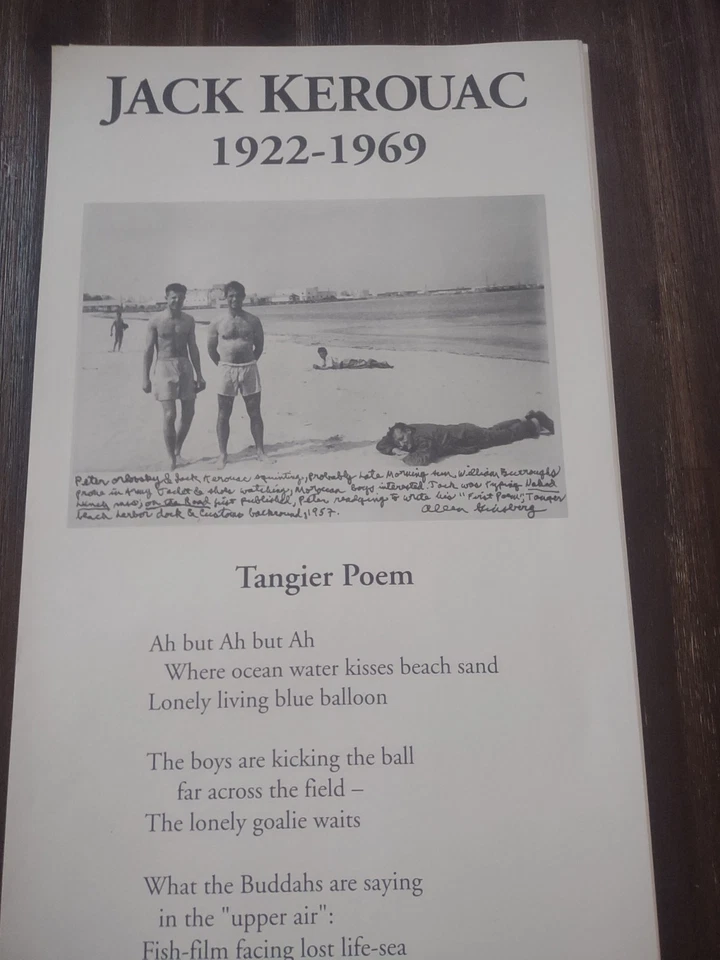 Jack Kerouac Tangier Poem White Fields Press Poster 1992 Burroughs Ginsberg Beat - Image 3 of 4