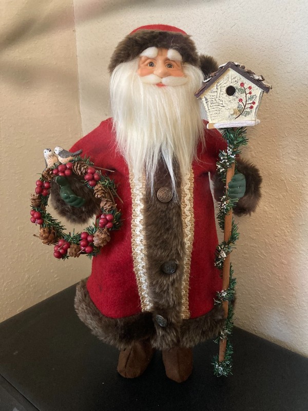 Old World Santa with Birdhouse and Wreath