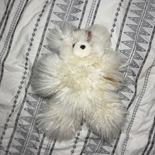 Handmade Real Alpaca Fur Teddy Bear Plush 12" Artisanal Stuffed Animal Toy