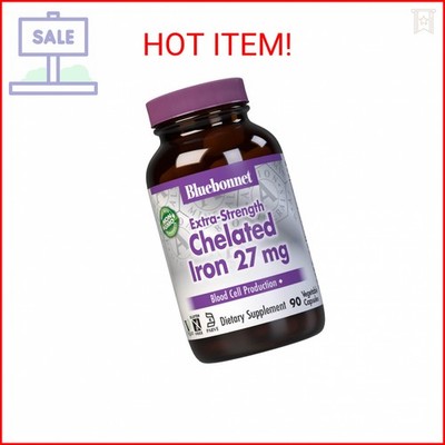 Bluebonnet Nutrition Albion Extra-Strength Chelated Iron 27 mg, For Healthy Red 
