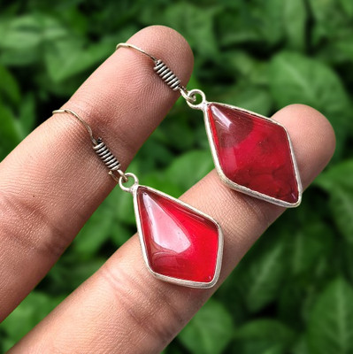 Good Look Garnet Gemstone Dangle Drop Earring 925 Silver Plated Fashion Jewelry