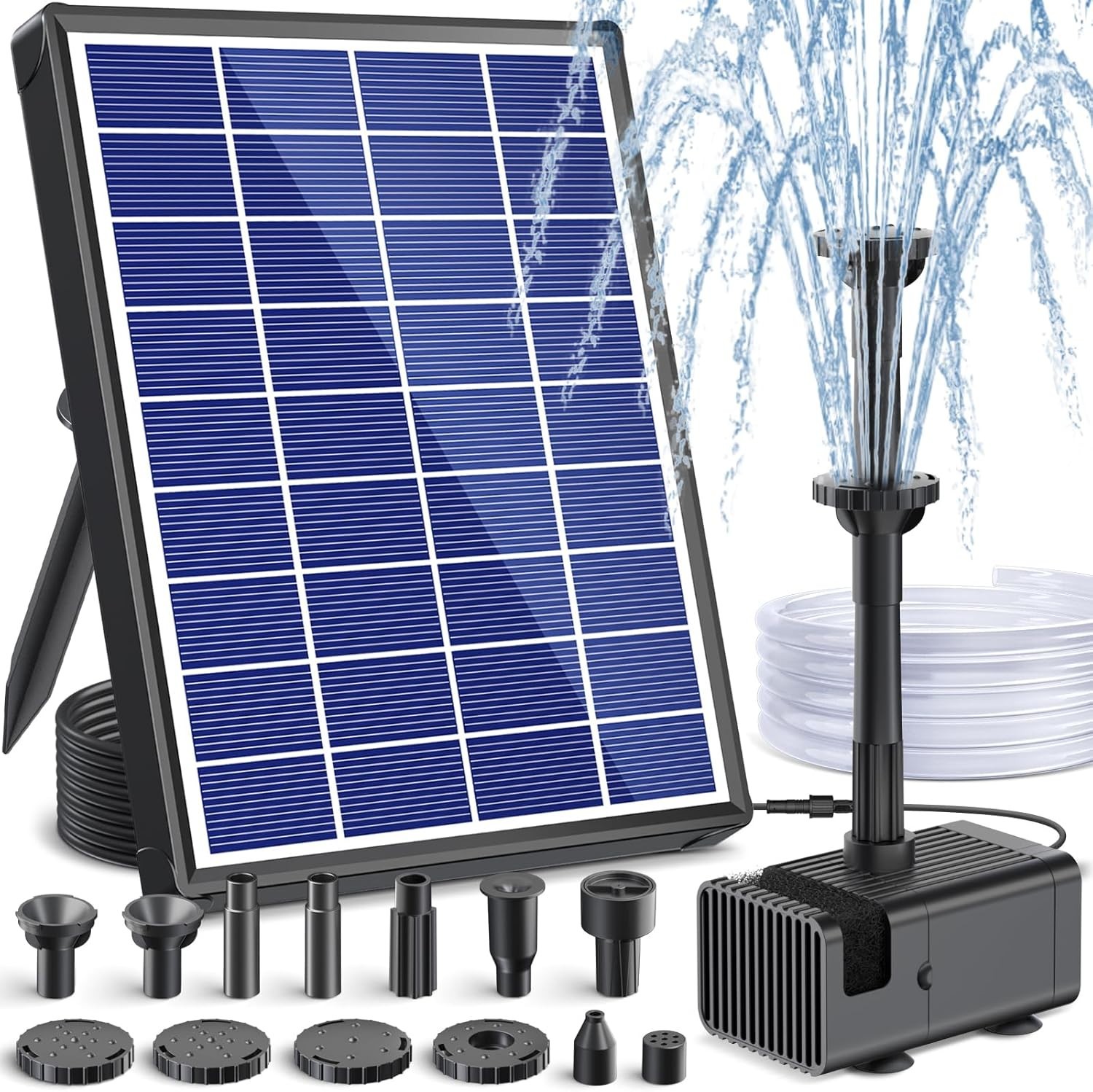 Solar Fountain Pump for Bird Bath, 6.5W Solar Water Fountain Pump with Upgrad...