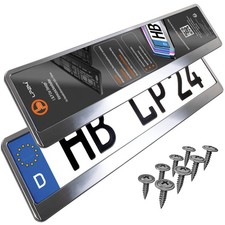 Kennzeichenhalter Kennzeichenhalterung Chrom gebürstet Kennzeichen Halter 2 Stk