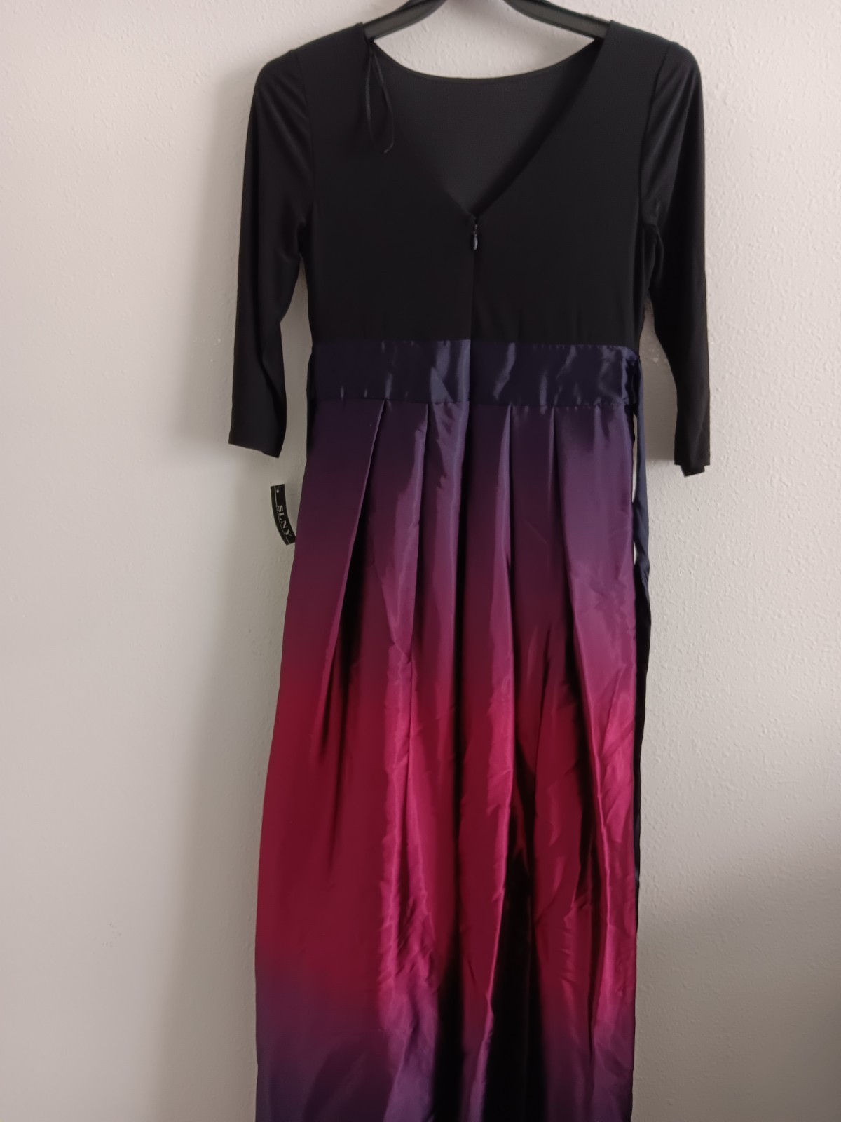 SL Fashions 3/4 Sleeve Matte Jersey & Ombre Satin Ballgown, Fig Sz 8 a639250