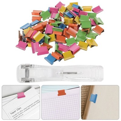 1x Clam Clip Dispenser with 50x Refill Clips for Paper School Office Use