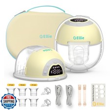 Ellie Wearable Hands Free Breast Pump, Portable Breastfeeding Pump w/Soft Dou