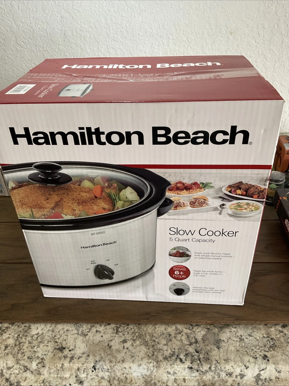 Hamilton Beach 5 Qt Oval Slow Cooker 33156R w/Removable Stoneware Crock Pot NIB