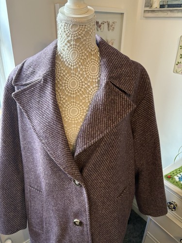 Per Una Purple Wool Mix Long Coat Size XL - Picture 2 of 11