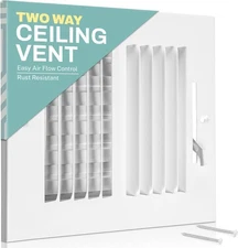 Home Intuition 10 in. x 4 in. 2-Way Air Vent Coves w/Adjustable Damper, White
