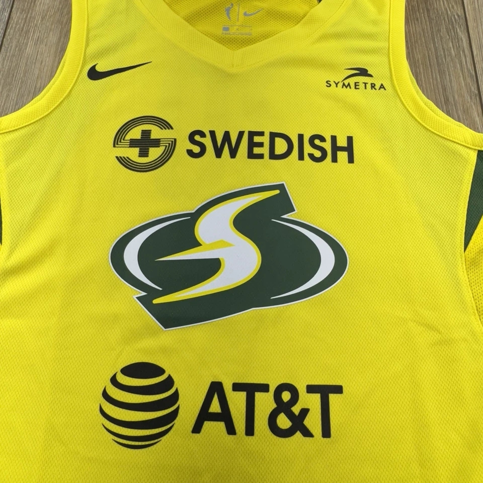 Camiseta Breanna Stewart WNBA Para Hombres L Amarilla Seattle Storm Nike Swingman Novato Nueva Con Etiquetas Foto 3 de 4