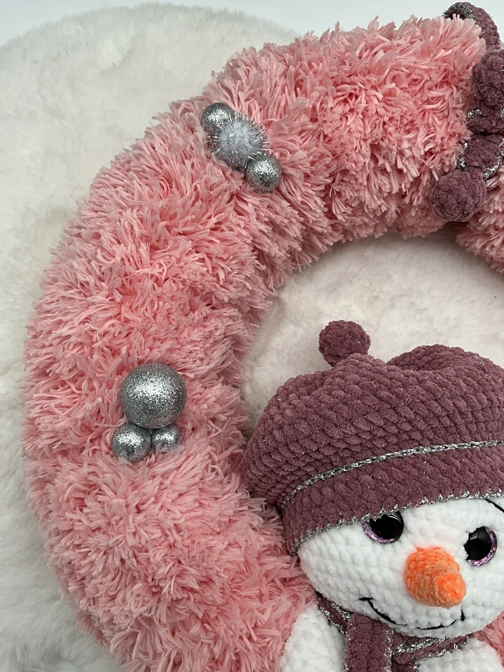 Gehäkelter Schneemann im Türkranz ca.50cm - Bild 4 von 4