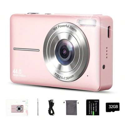 Digital Camera, 44MP FHD 1080P Camera For Kids With 32GB Card, Point -FGQA