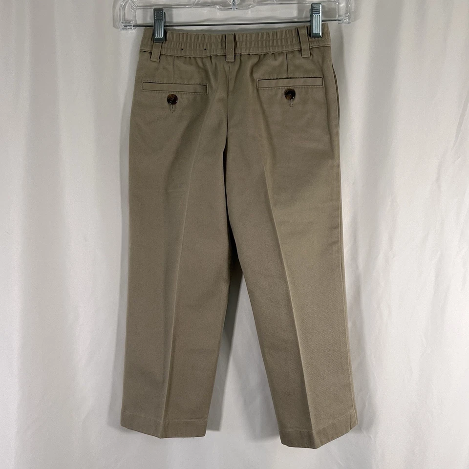 Pantalones de vestir Brooks Brothers niños 4 caqui marrón botón cremallera 100 % algodón Foto 4 de 4
