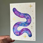 ACEO Original Watercolor Painting 3.5 X 2.5 Sour Galaxy Gummy Worm Anomelina — photo 1