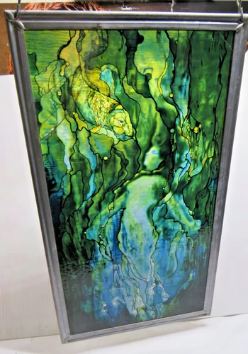 Vintage Louis Comfort Tiffany's "THE MERMAID" Glass Suncatcher- Auth Reprod FMNH