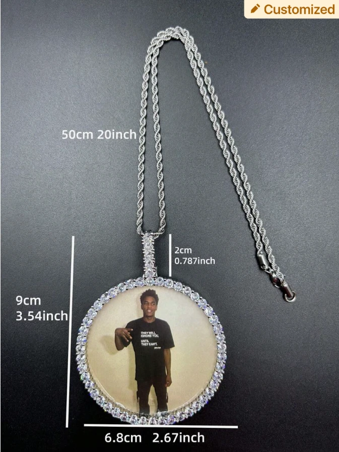 Collar colgante con cadena con foto personalizada - plata u oro Foto 2 de 4