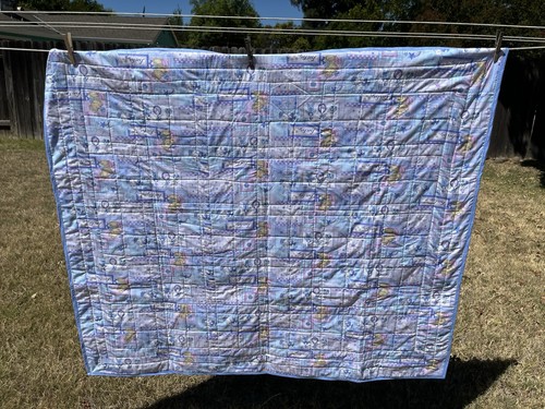 Trapunta reversibile fatta a mano 46x54 blu girarrosto coperta bambino spedizione gratuita  - Foto 11 di 12