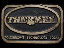 JB21135 VINTAGE 1970s  THERMEX  TOMORROWS TECHNOLOGY TODAY SOLID BRASS BUCKLE