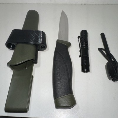 Morakniv Knife with Polymer Sheath & Flashlight. New Condition Made In Sweden