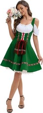 Bavarian Bar Maid Womens German Beer Oktoberfest Cosplay Costume Dress Green M