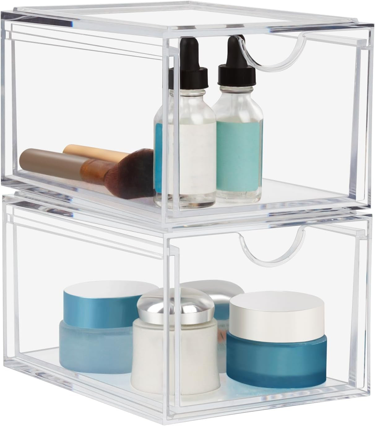 Cassetti Organizzatore Cosmetici Acrilico 2 Pezzi Impilabili Premium