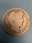 1911-P Barber Half Dollar 50c Coin ~ 90% Silver Coin (701)