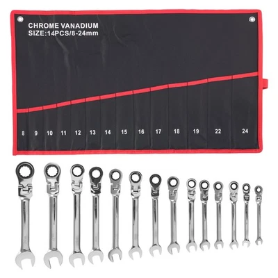 14 Llaves Carraca CRV Flexible 8-24mm Bolsa Oxford for Automóvil - Imagen 1 de 4