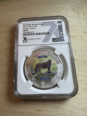 #ad 2021 Cook Islands $5 U.S. State Animal Series Florida Panther NGC MS70 $159.99