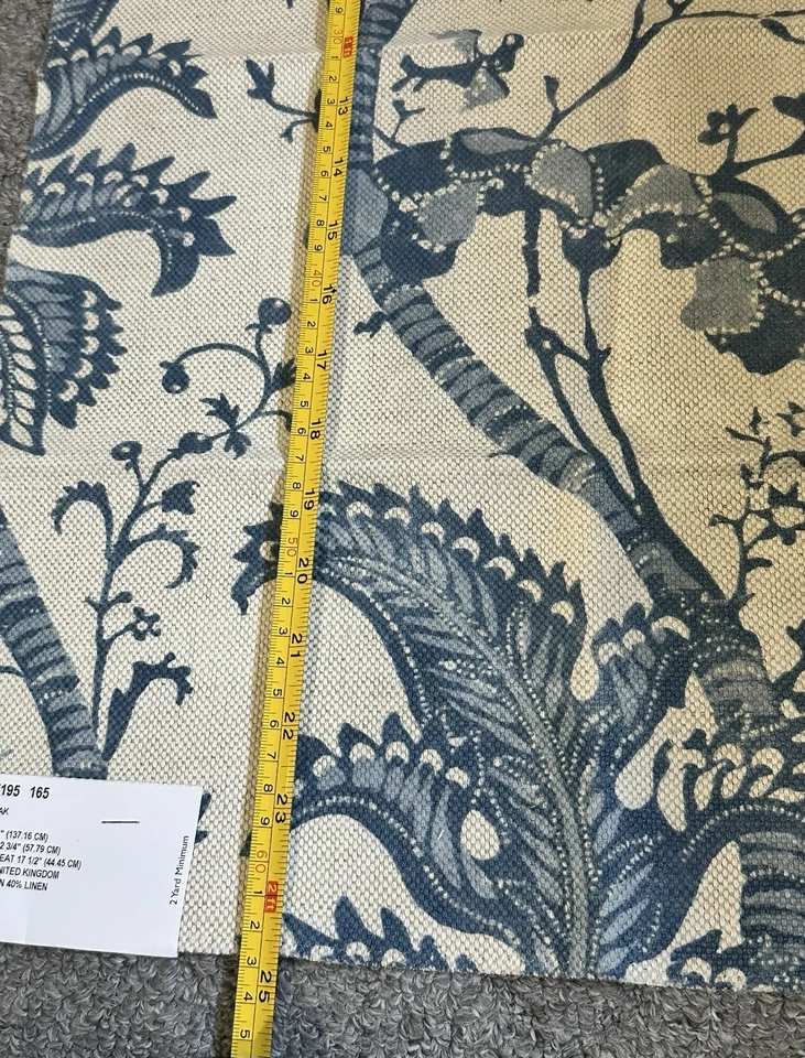 Lee Jofa Fabric Sample Remnant 16.25x24.5” Sarawak Azure Blue 2007195165 Crafts  - Image 2 of 4