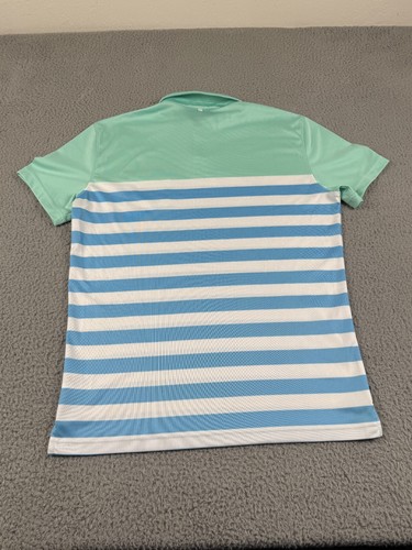 J.LINDEBERG Polo Shirt Mens L Green Blue Slim Fit Colorblock Golf Performance - Picture 11 of 15