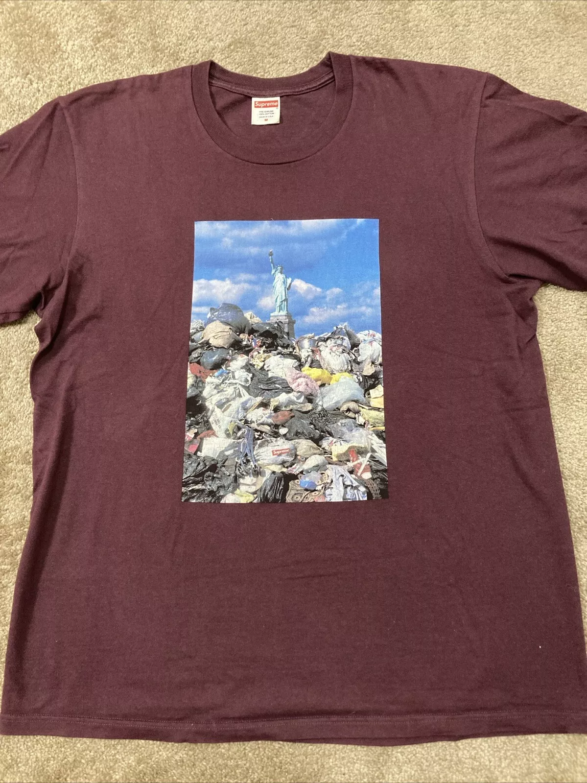 Tee shirt Supreme Trash violet New York logo boîte américaine taille L M