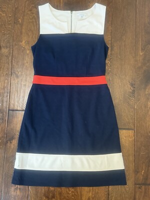 blue and white color block dress Navy and White Color Block Work Sheath Dress M (US 4, Short Sleeve) main image 0