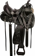 LEATHER WESTERN ENDURANCE HORSE TACK SADDLE PLEASURE TRAIL WITH SET.