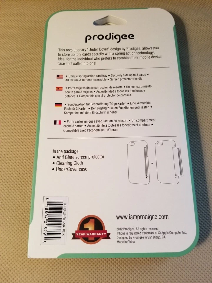 NEW Prodigee Undercover iPhone 6 6s Case Slim Fit w/ Secret Card Slot - Pink/WHT - Image 2 of 4