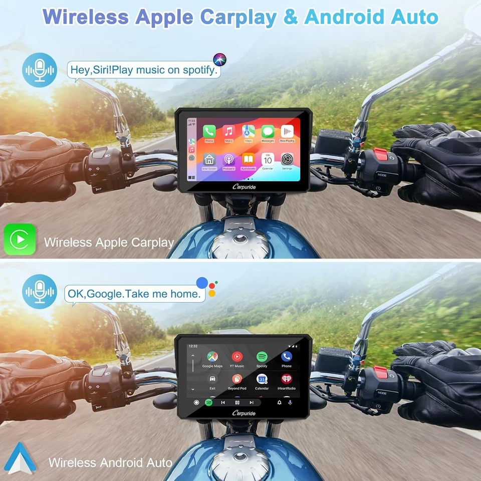 Carpuride W702 GPS Bluetooth CarPlay inalámbrico y Android Auto para Motorcycle - Imagen 2 de 4