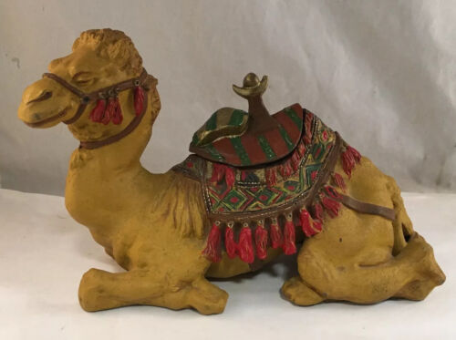 ANTIQUE FINELY COLD PAINTED METAL FIGURAL CAMEL ANIMAL INKWELL INKSTAND - Afbeelding 1 van 6